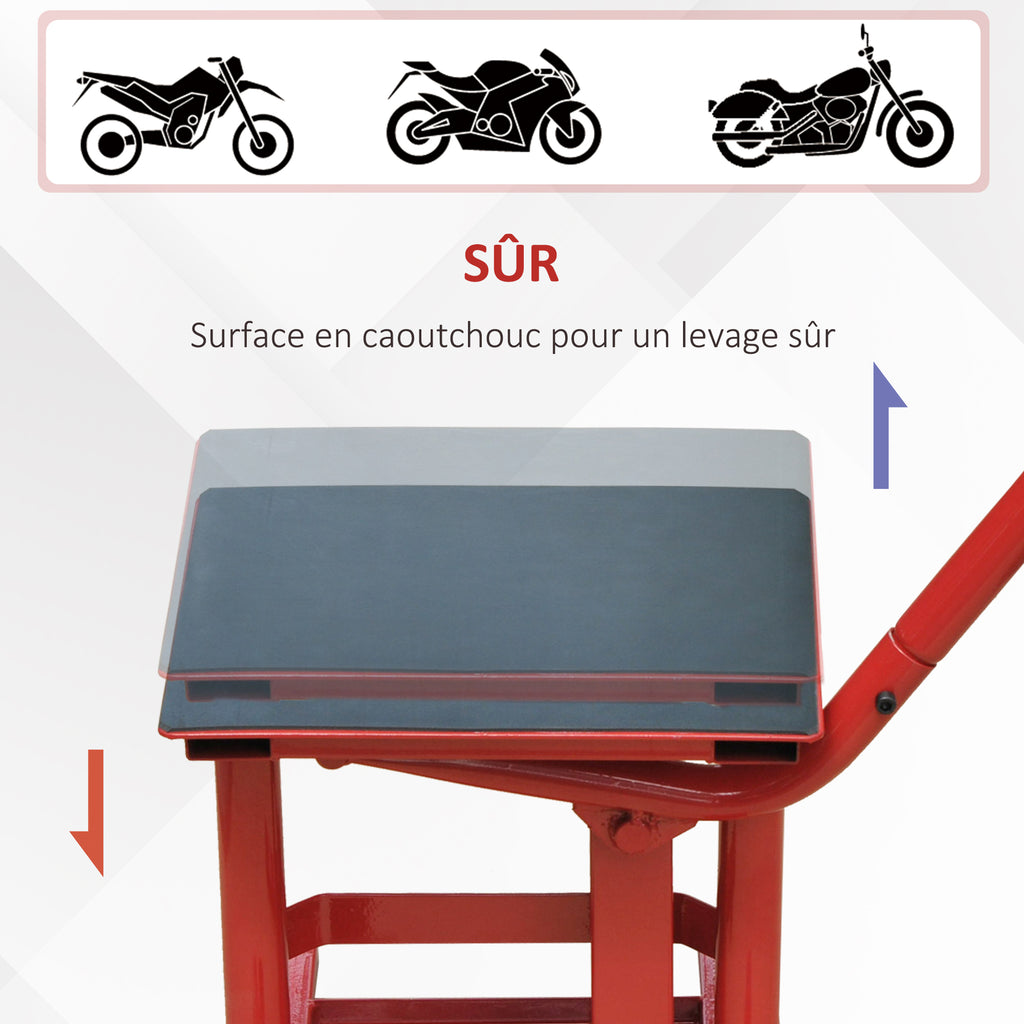 Lève moto béquille d'atelier stand moto tout-terrain moto cross supermotard hauteur réglable rouge et noir-5