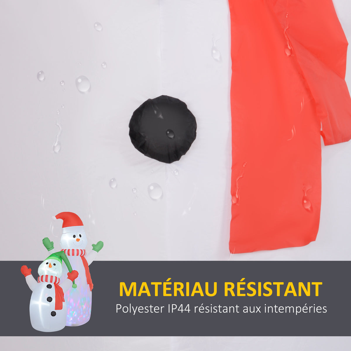 Bonhomme de neige gonflable de Noël, 240 cm, décoration gonflables de Noël avec lumières LED, blanc-4