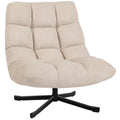 Fauteuil Salon sans Accoudoirs, Chaise Pivotante en Tissu Chenille, Assise Large, 75 x 95 x 90 cm, Crème-0