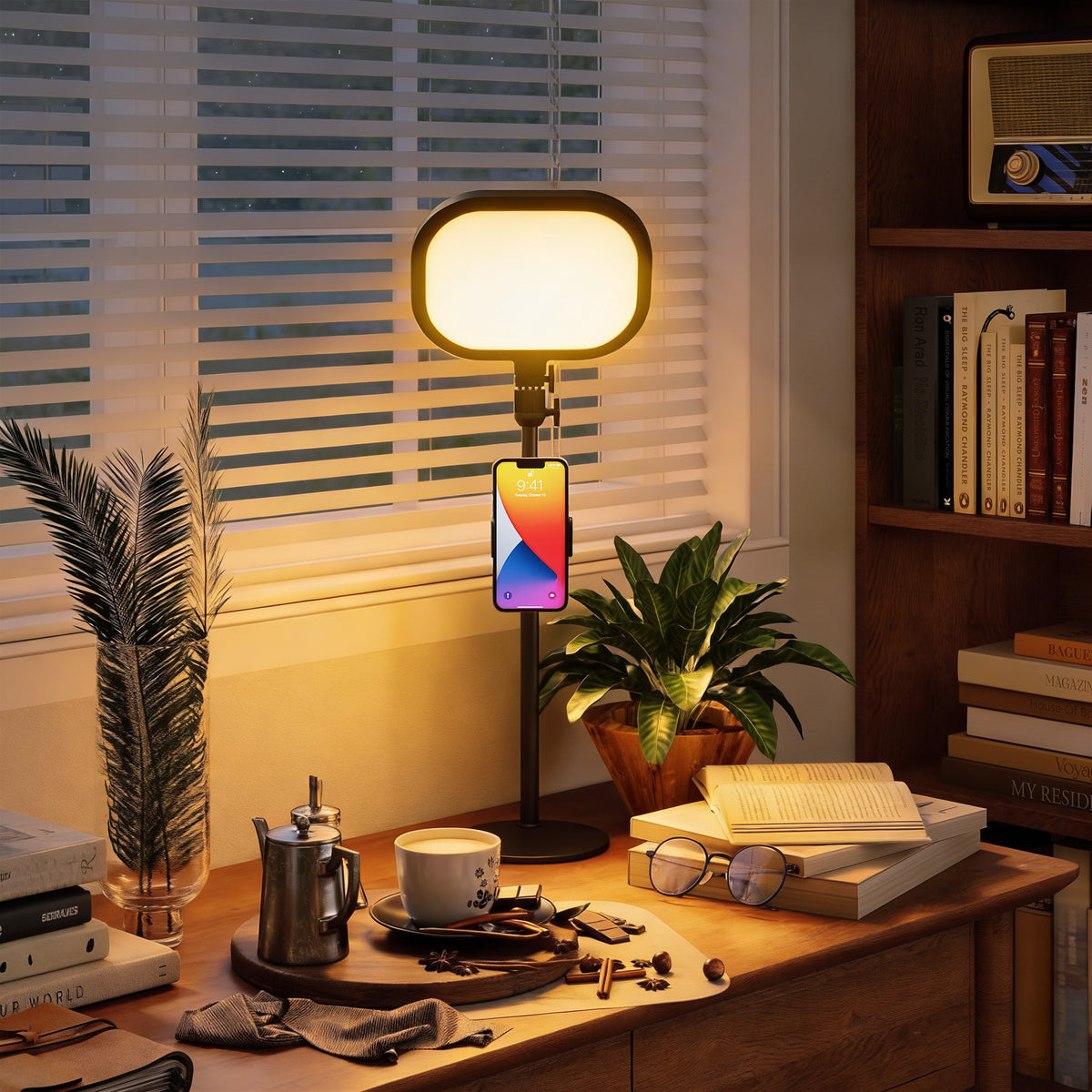Lampe de bureau LED dimmable 5 modes de couleur 10 niveaux de luminosité port USB minuterie support pour téléphone noir-8