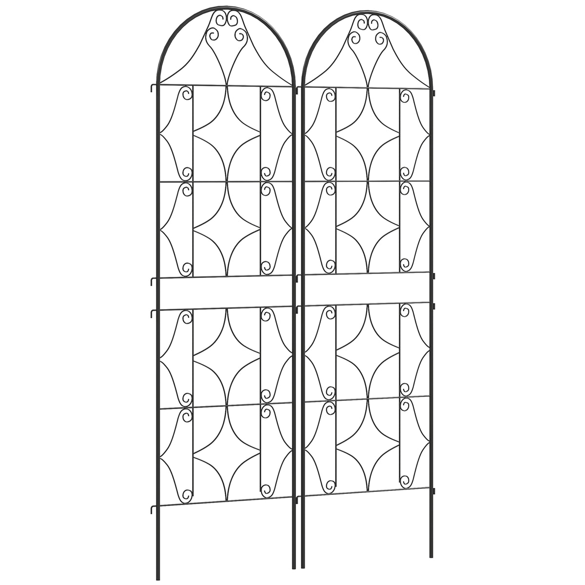 Support pour plantes grimpantes avec motif lot de 2 treillis de jardin pour vigne fleurs légumes métal 50 x 180 cm noir-0