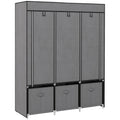 Armoire de rangement en tissu pliable avec 5 étagères, 2 tringles et 3 tiroirs en tissu 125L x 43l x 162.5H cm-0