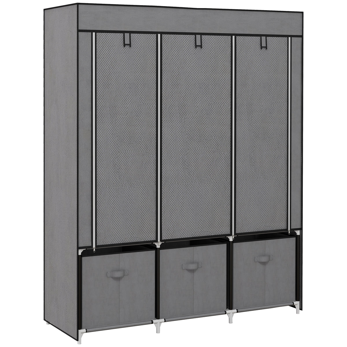 Armoire de rangement en tissu pliable avec 5 étagères, 2 tringles et 3 tiroirs en tissu 125L x 43l x 162.5H cm-0