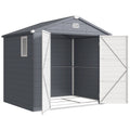 Abri de jardin en résine 4,56 m² avec kit de fondation galvanisé structure en aluminium 240 x 190 x 228 cm gris foncé-0