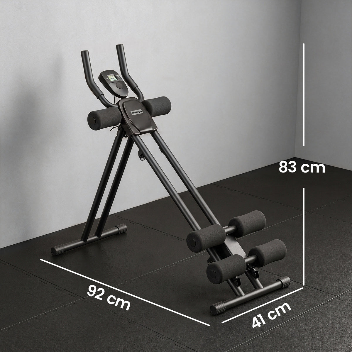 Appareil à Abdominaux Pliable avec Écran LCD, Double Rail, Mousse PVC, Cadre en Acier, 92x41x83cm, Noir-2