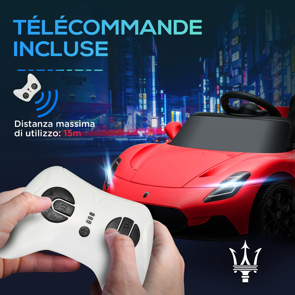 Voiture électrique pour enfants sous licence Maserati MC20 12V, Télécommande, LED, Musique et Klaxon, 3 à 6 Ans, rouge-5