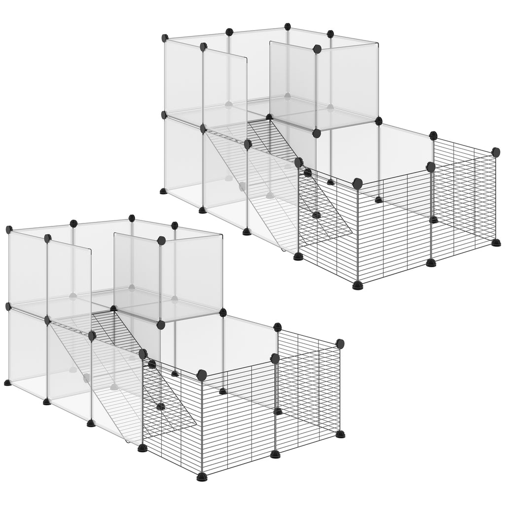 Lot de 2 enclos pour petits animaux design DIY cage modulable pour cochon d'Inde lapin chinchillas-0