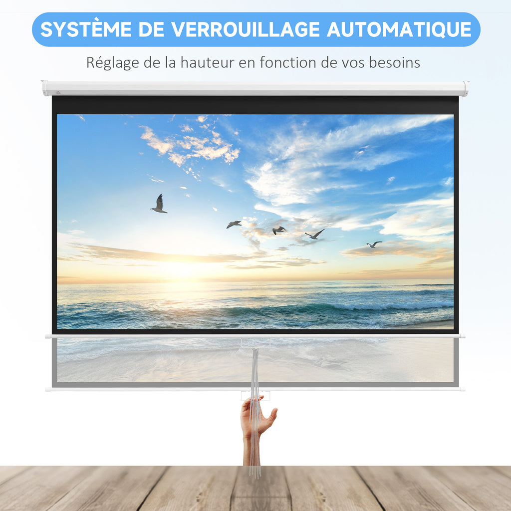 Écran de projection TV et Home Cinema de 120 Pouces vidéo projecteur 16:9 4K HD, fixation mural ou plafond-3
