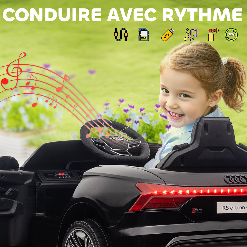 Voiture électrique enfant 12 V - véhicule électrique avec télécommande parentale fournie - V. Max. 5 Km/h - effets sonores, lumineux - Audi RS E-tron GT noir-8