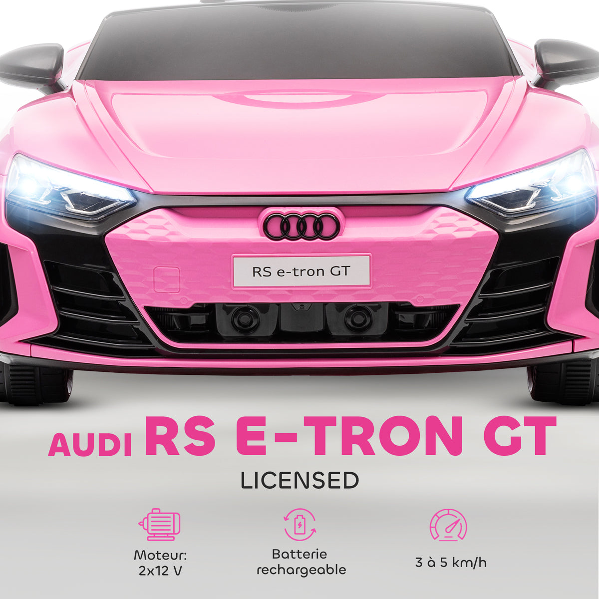 Voiture véhicule électrique enfant 12 V - télécommande parentale - effets sonores, lumineux - Audi RS E-tron GT rose-3