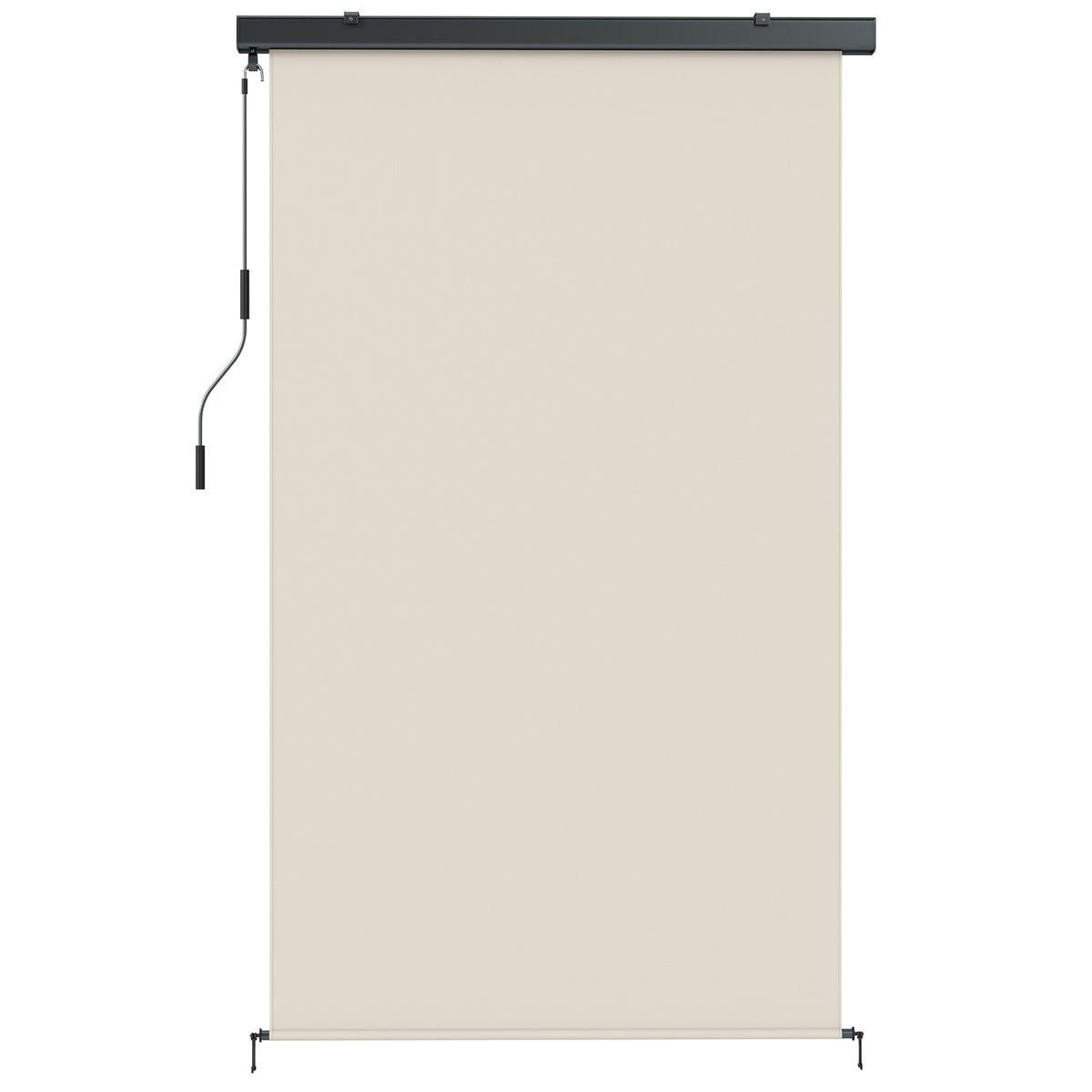 Store enrouleur extérieur, store vertical extérieur avec manivelle et cassette en aluminium, 250x160cm, crème-0