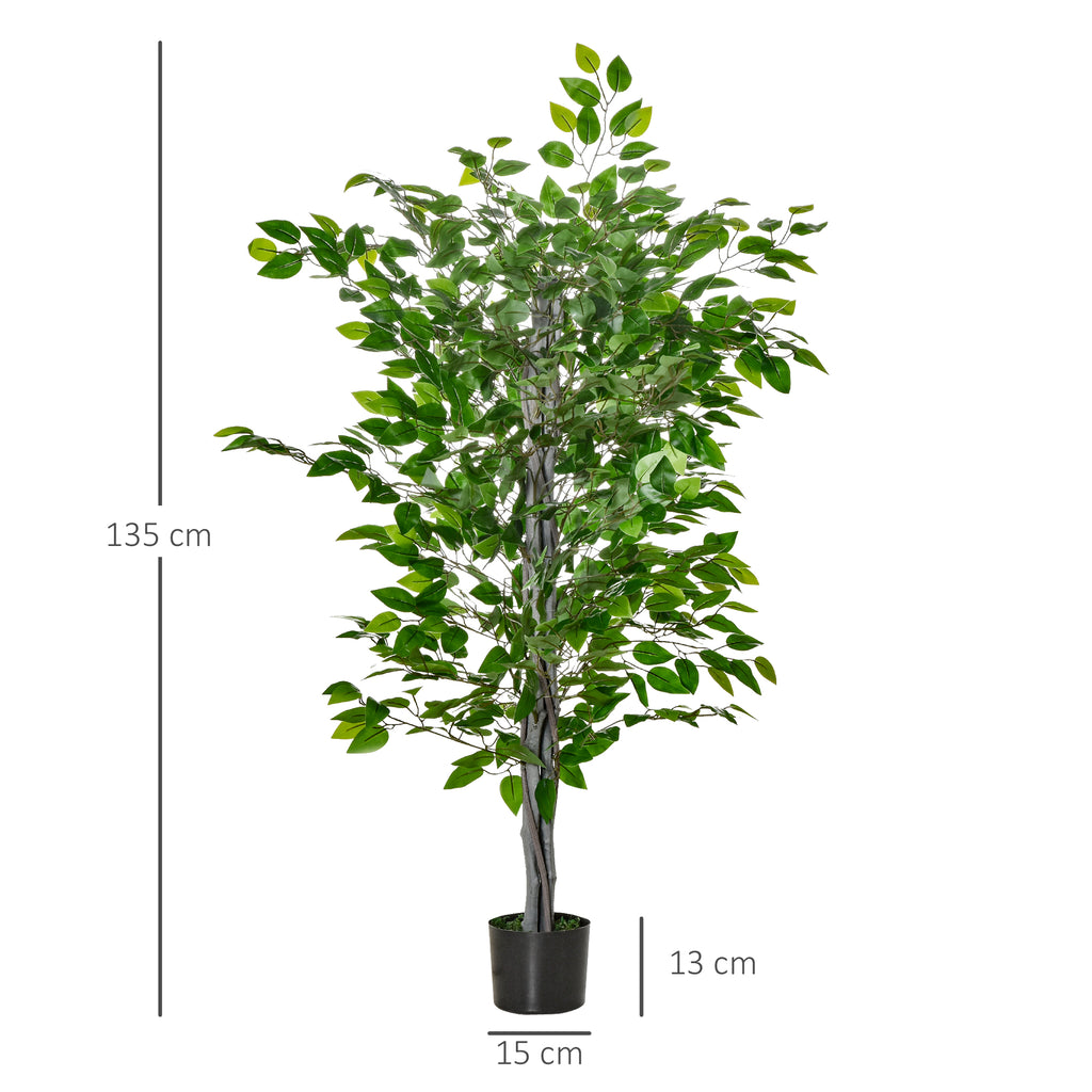 Arbre Artificiel Plante Artificielle ficus H.1,35 m Tronc Branches Liane Lichen Feuilles Grand réalisme Pot Inclus-2