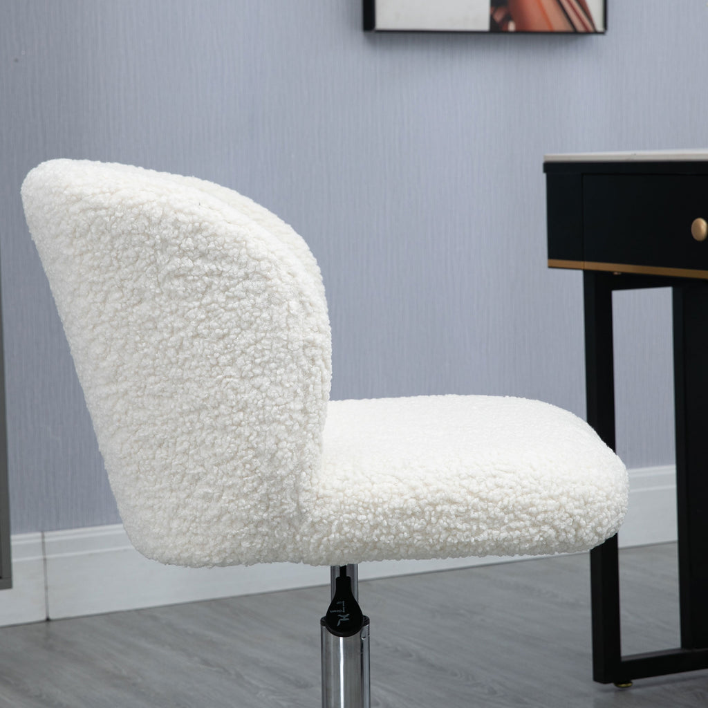 Chaise de bureau sans accoudoir en toison d'agneau hauteur réglable pivotant à 360 ° charge max. 120 Kg blanc-8