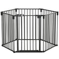 Barrière de sécurité barrière de protection cheminée parc enclos chien pliable modulable 6 panneaux avec porte sans perçage 362,5 x 76 cm noir-0