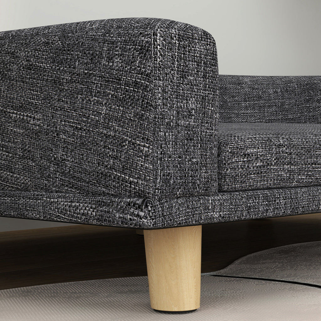 Canapé Chien Grand Lit surélevé pour Chien Coussin Lavable Cadre en Bois Tissu Polyester 98 x 67 x 25 cm Gris Foncé-7