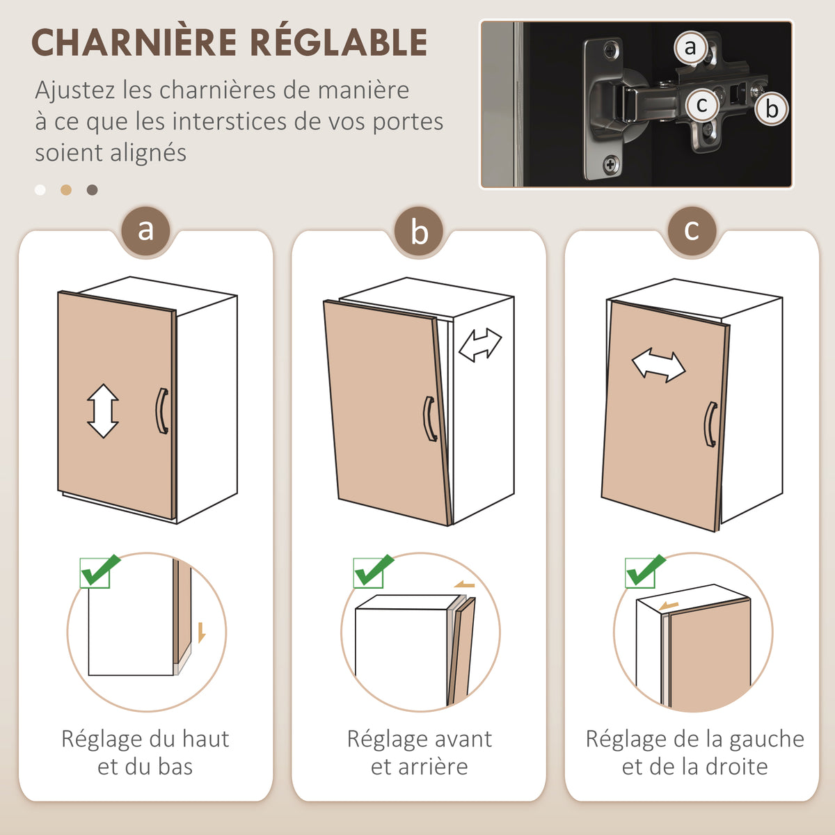 Buffet cuisine, meuble cuisine rangement haut, meuble de rangement avec plan de travail, 3 portes vitrées, 2-4