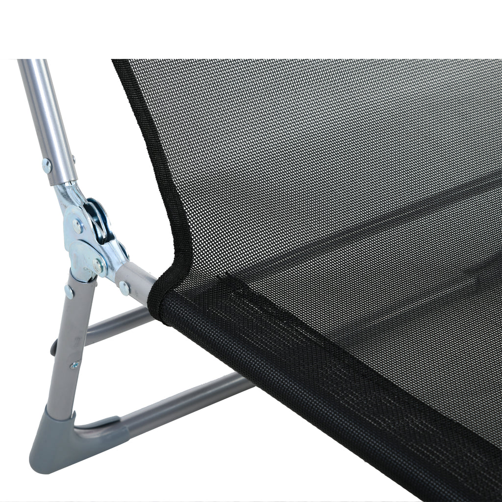 Bain de soleil transat chaise longue inclinable pliable avec oreiller dossier réglable sur 5 niveaux noir-6