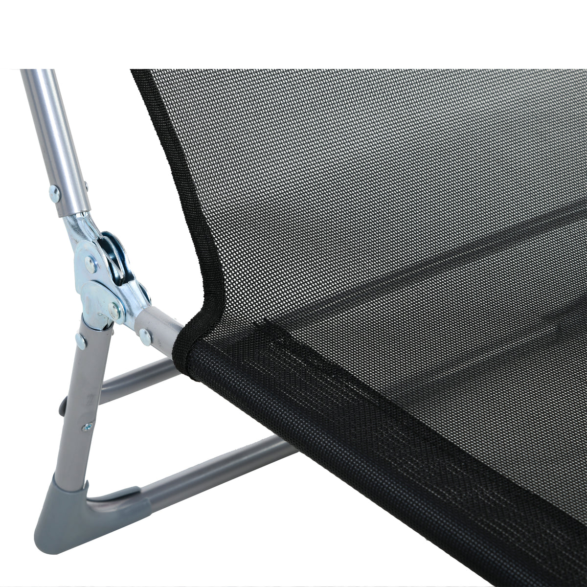Bain de soleil transat chaise longue inclinable pliable avec oreiller dossier réglable sur 5 niveaux noir-6