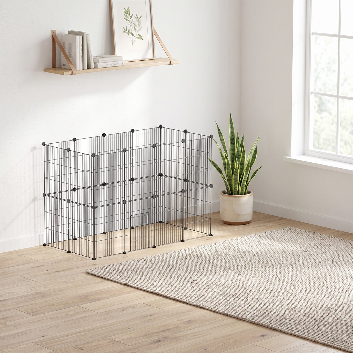 Enclos pour animaux parc pour petits animaux modulable 24 panneaux pour lapins grillagés en acier 120 x 60 x 80 cm noir-1