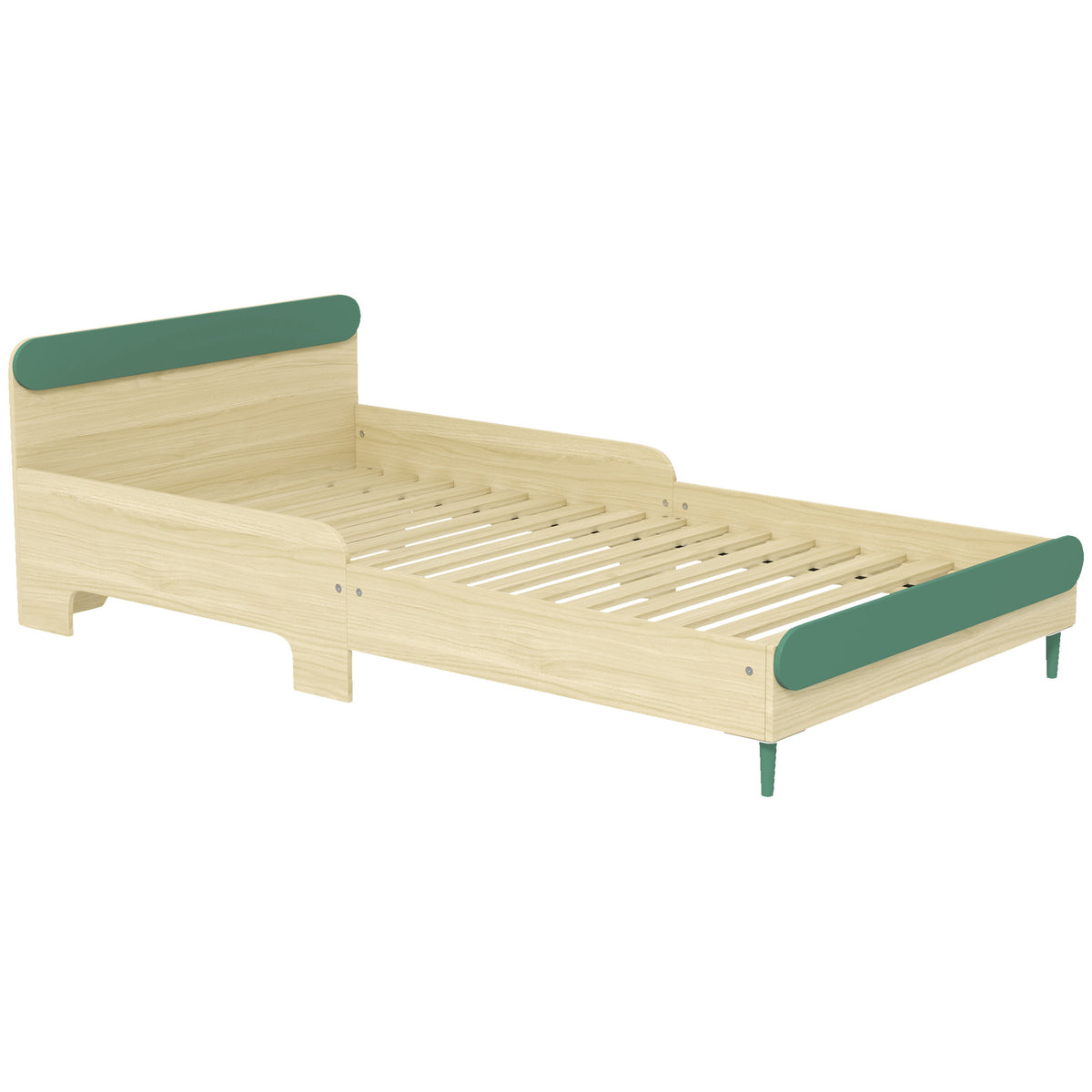Lit pour enfant lit au sol enfant de 3 à 10 ans avec barrière de sécurité, sommier à lattes inclus, vert-0