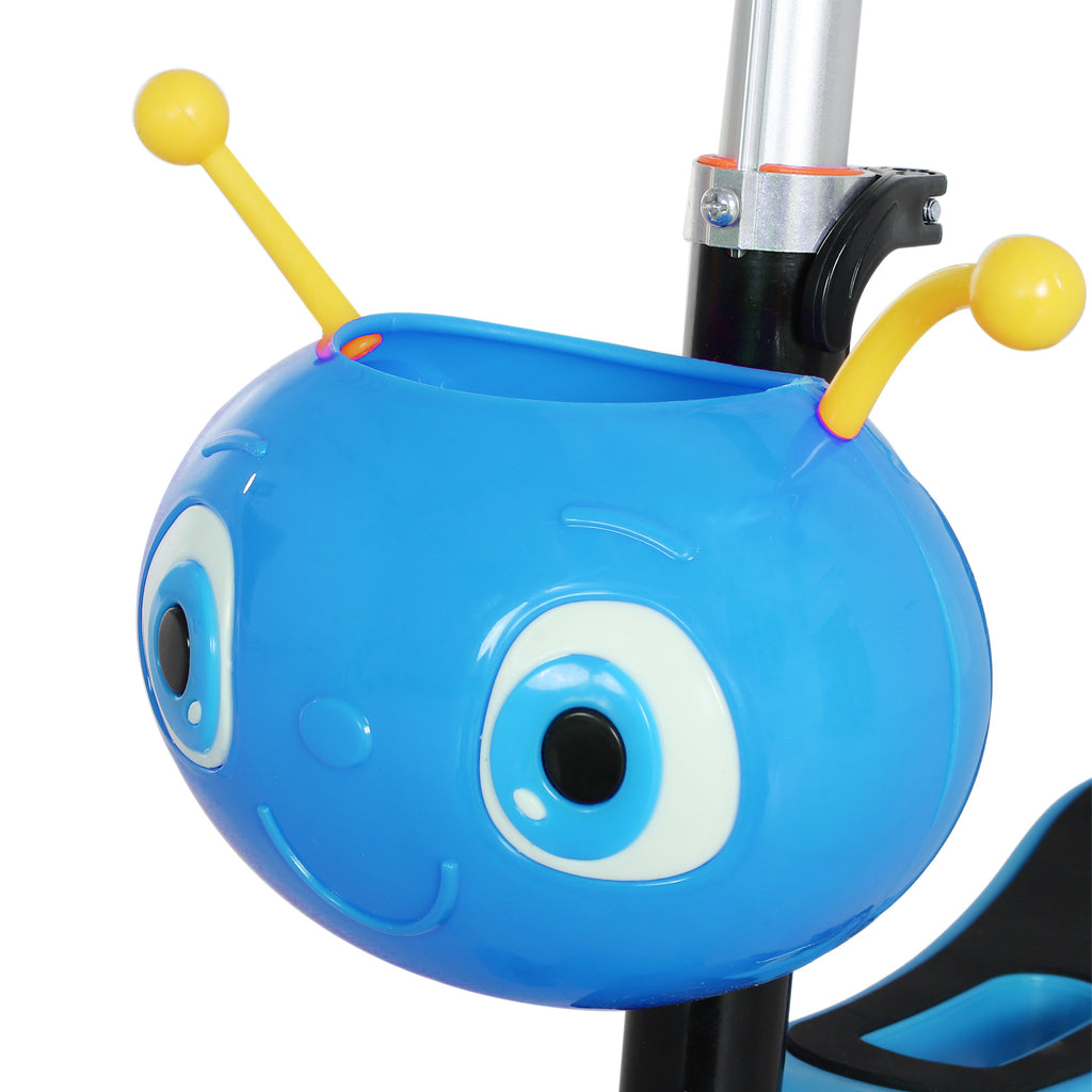 3 en 1 Trottinette pour Enfants Trottinette 3 Roues évolutive Hauteur Guidon réglable charge max. 50 Kg Canne télescopique Selle Dossier Amovible Bleu-7