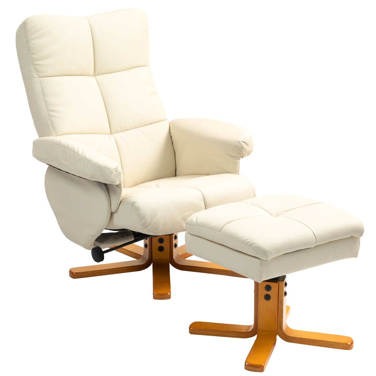 Fauteuil relax avec repose-pied, fauteuil de relaxation, pivotant à 360°, dossier inclinable, 80 x 86 x 99 cm, crème-0