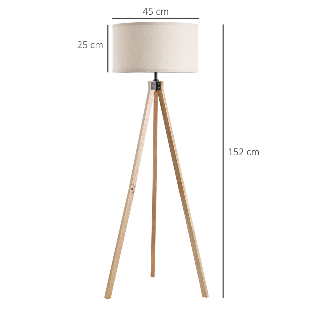 Lampadaire trépied style scandinave 40 W max. dim. 45L x 45l x 152H cm bois de pin lin beige-2