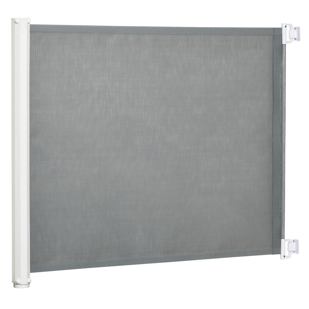 Lot de 2 barrières de sécurité barrière animaux rétractable automatique 1,15L x 0,83H m textilène acier  gris-9