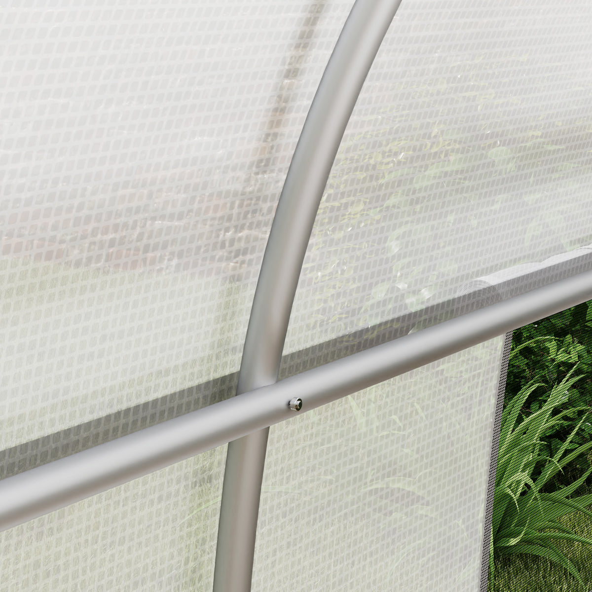 Serre de jardin tunnel grande taille avec bâche PE cadre en acier porte enroulable et 12 fenêtres 8 x 3 x 2 m blanc-8
