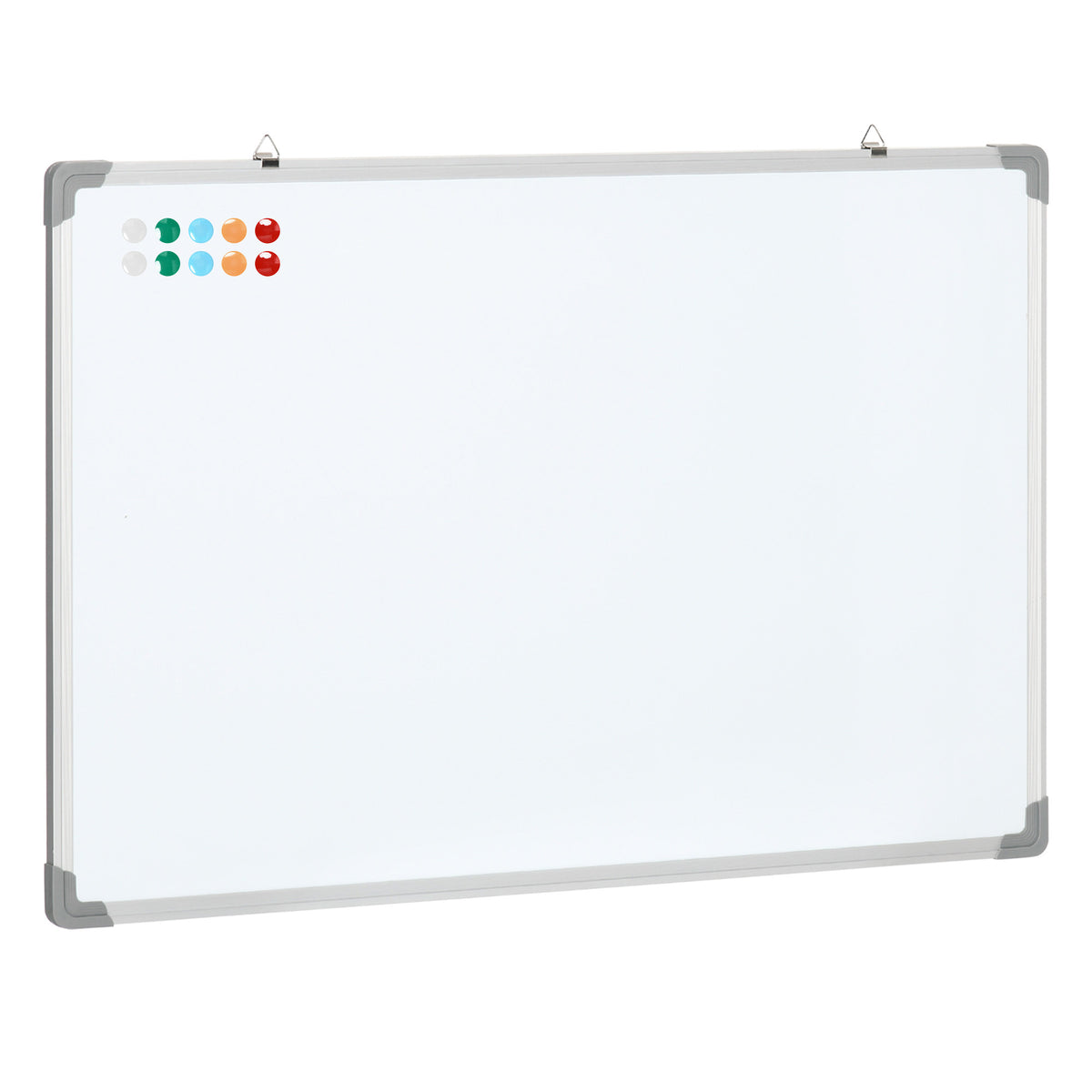 Tableau blanc magnétique cadre aluminium 90 x 60 cm avec feutres, effaceur et aimants-0