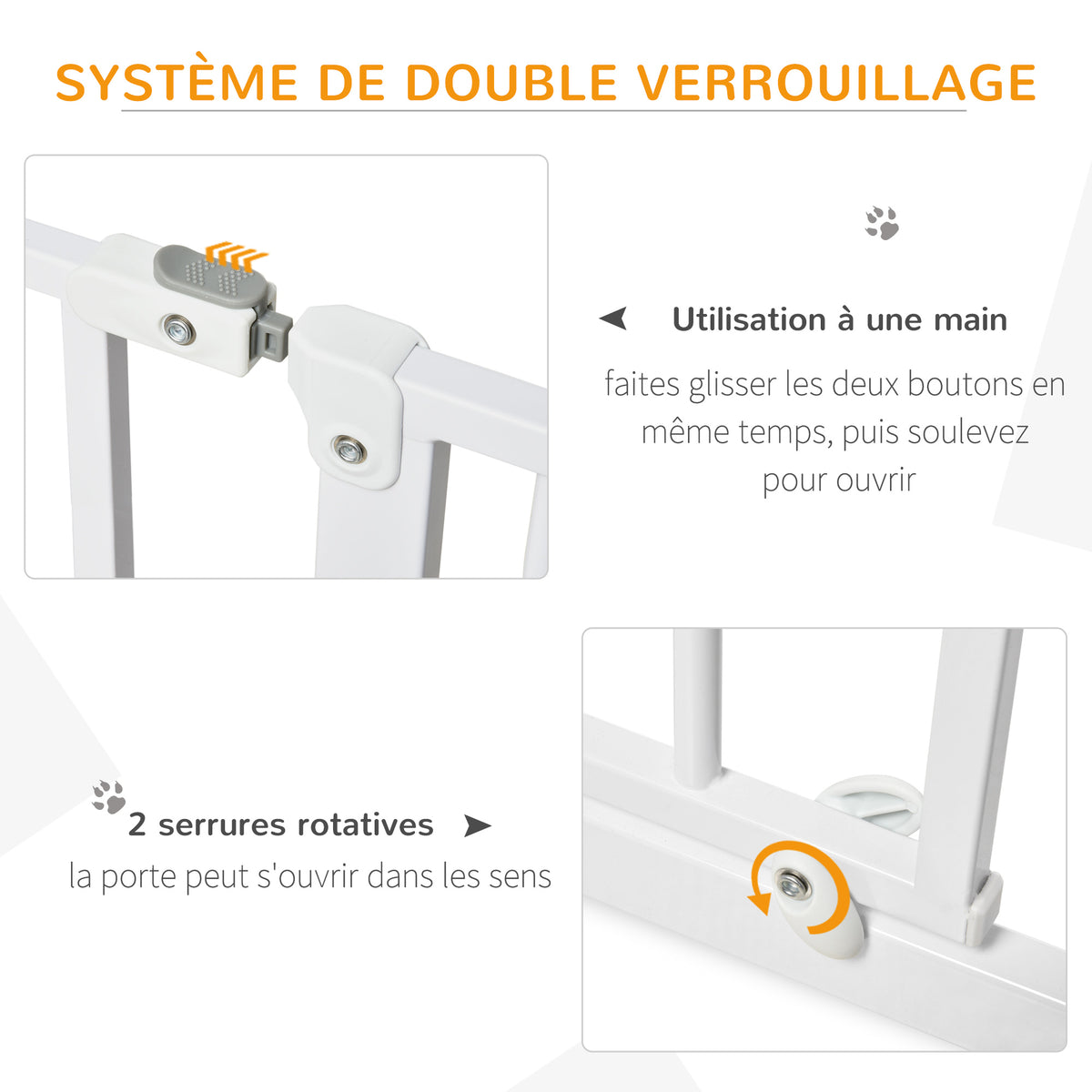 Lot de 2 barrières de sécurité pour animal longueur réglable escaliers couloirs portes sans perçage en acier ABS-3