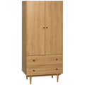 Armoire à vêtements armoire de rangement penderie avec 2 portes, 2 tiroirs et tringle - 80 x 52 x 180 cm - aspect bois-0