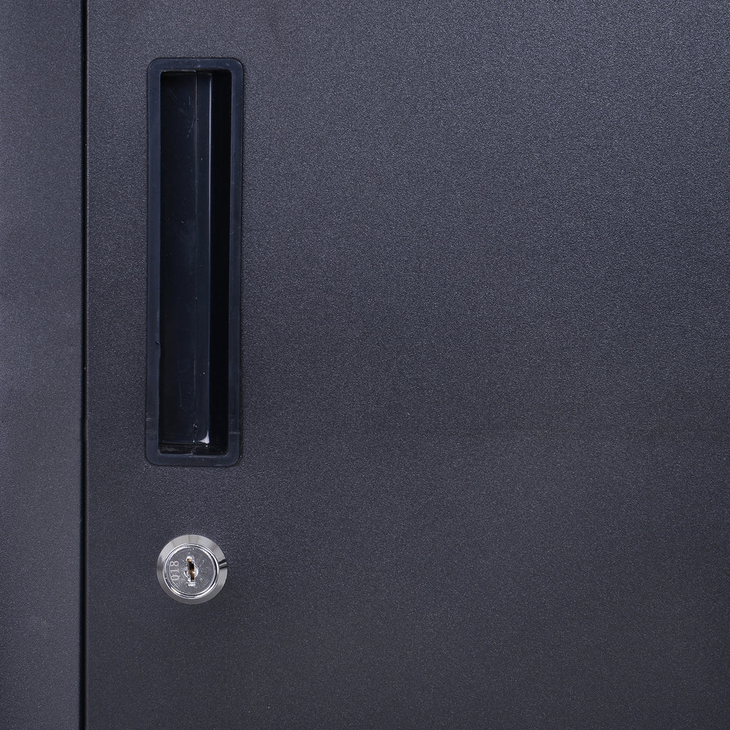 Armoire à casiers à 4 niveaux, casier vestiaire métallique avec 2 portes verrouillables à 2 clés, 38x46x180cm, noir-5