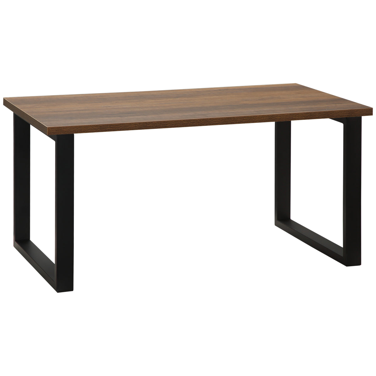 Table basse rectangulaire table de salon style industriel pied métal et plateau aspect bois 100 x 60 x 50 cm-0