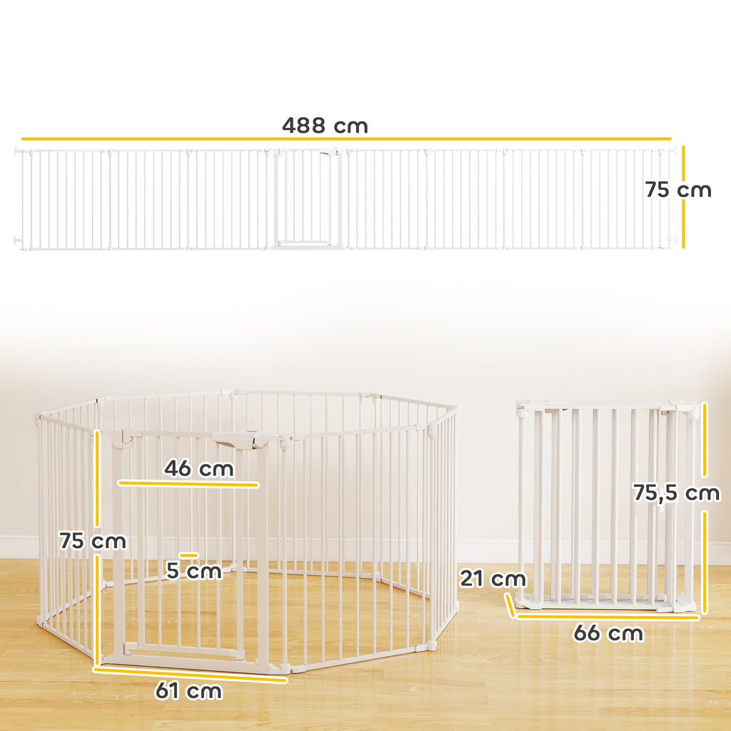 Barrière de sécurité en métal parc enclos pliable et modulable pour chien et enfant 8 panneaux 61 x 75 cm blanc-2