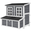 Poulailler en bois XL avec nichoir 3 compartiments tiroir amovible toit imperméable porte-rampe 100x86x100cm gris-0