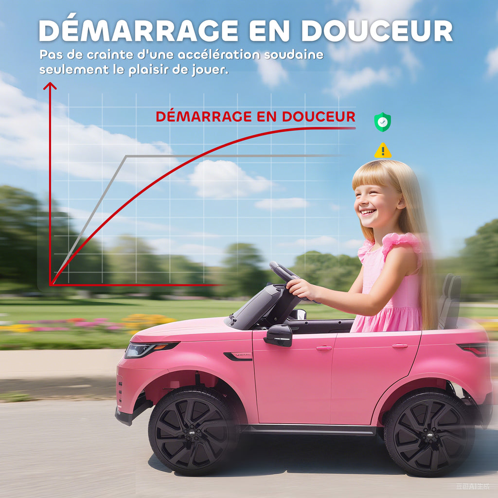 Voiture électrique enfant véhicule électrique Land Rover Discovery 12V télécommande 2,4 G 2 moteurs 105x68,5x58cm rose-5