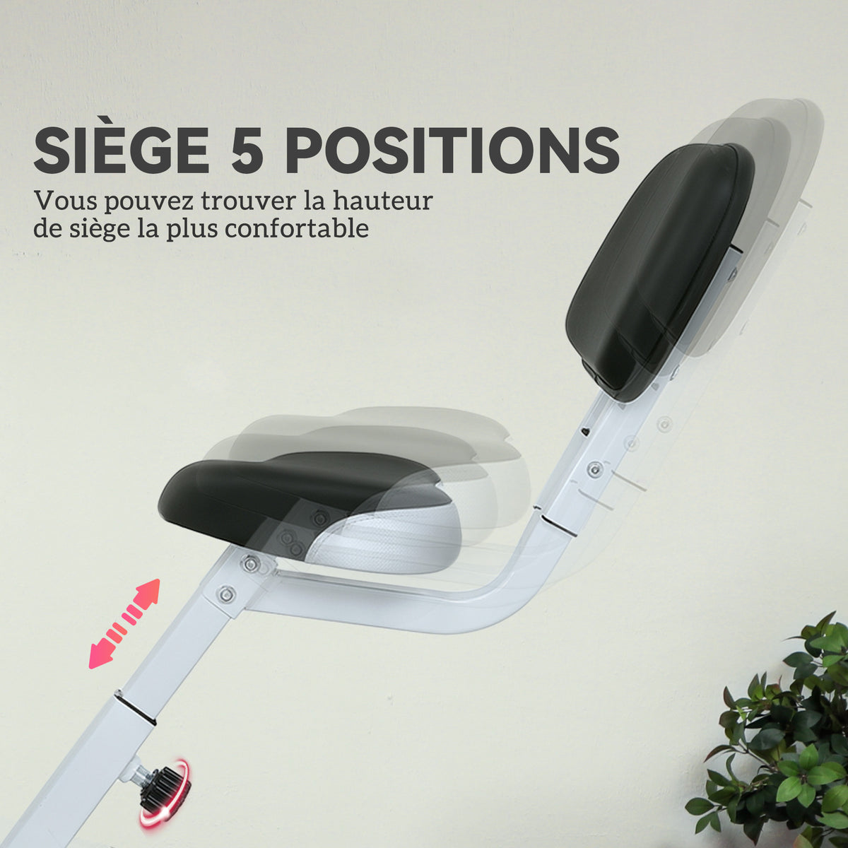 Vélo d'appartement pliable - 8 niveaux de résistance, selle et dossier réglables, rose-5