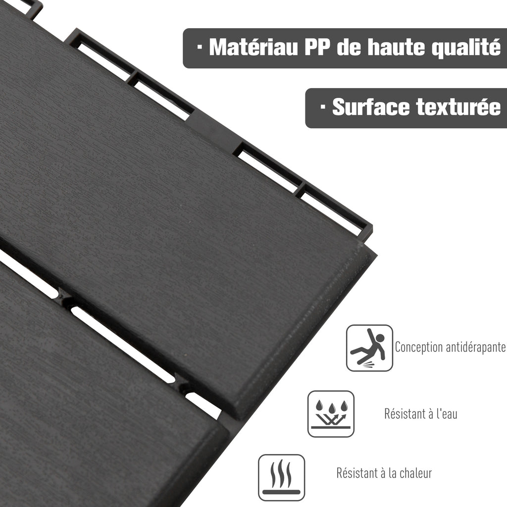 Caillebotis - Dalles terrasse - Lot de 18 - emboîtables, Installation très Simple - Petits Carreaux Composite Plastique-3