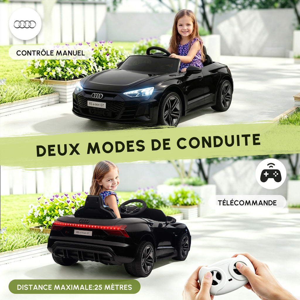 Voiture électrique enfant 12 V - véhicule électrique avec télécommande parentale fournie - V. Max. 5 Km/h - effets sonores, lumineux - Audi RS E-tron GT noir-4