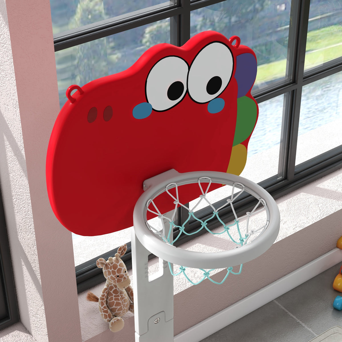 Panier de basket-ball pour enfants, hauteur réglable, 5 en 1 lancer de balles, golf, football jeu de lasso, 3-6 ans-7