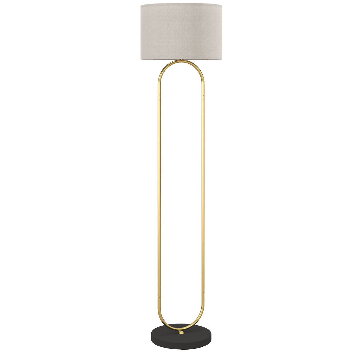 Lampadaire abat-jour en lin douille E27 style moderne interrupteur à pied pour salon et chambre 156 cm doré et noir-0