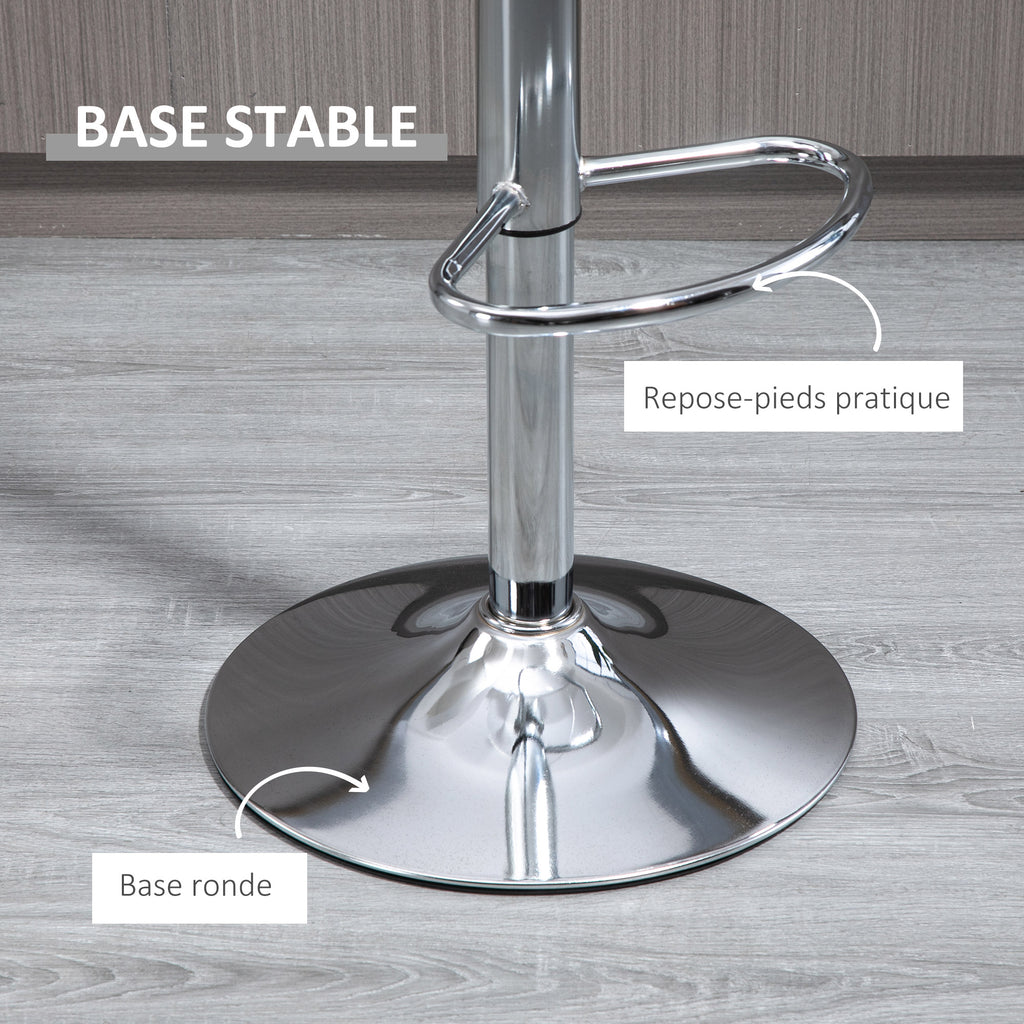 Lot de 2 tabourets de bar design contemporain assise acrylique et piètement métal - pivotant 360° - hauteur réglable avec repose-pieds - transparent-5