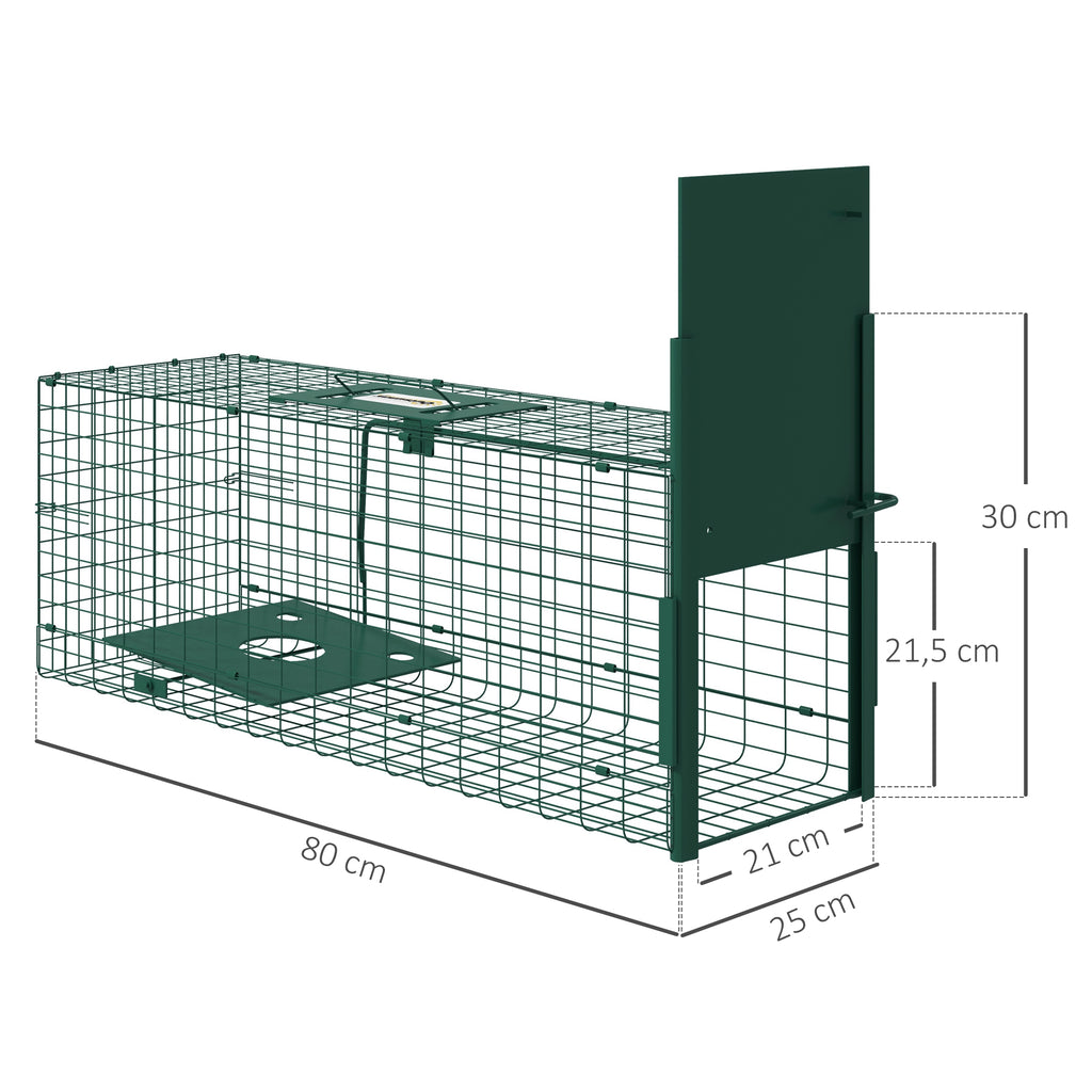 Cage attrape animaux nuisibles 1 entrée dim. 80L x 25l x 30H cm vert foncé-2
