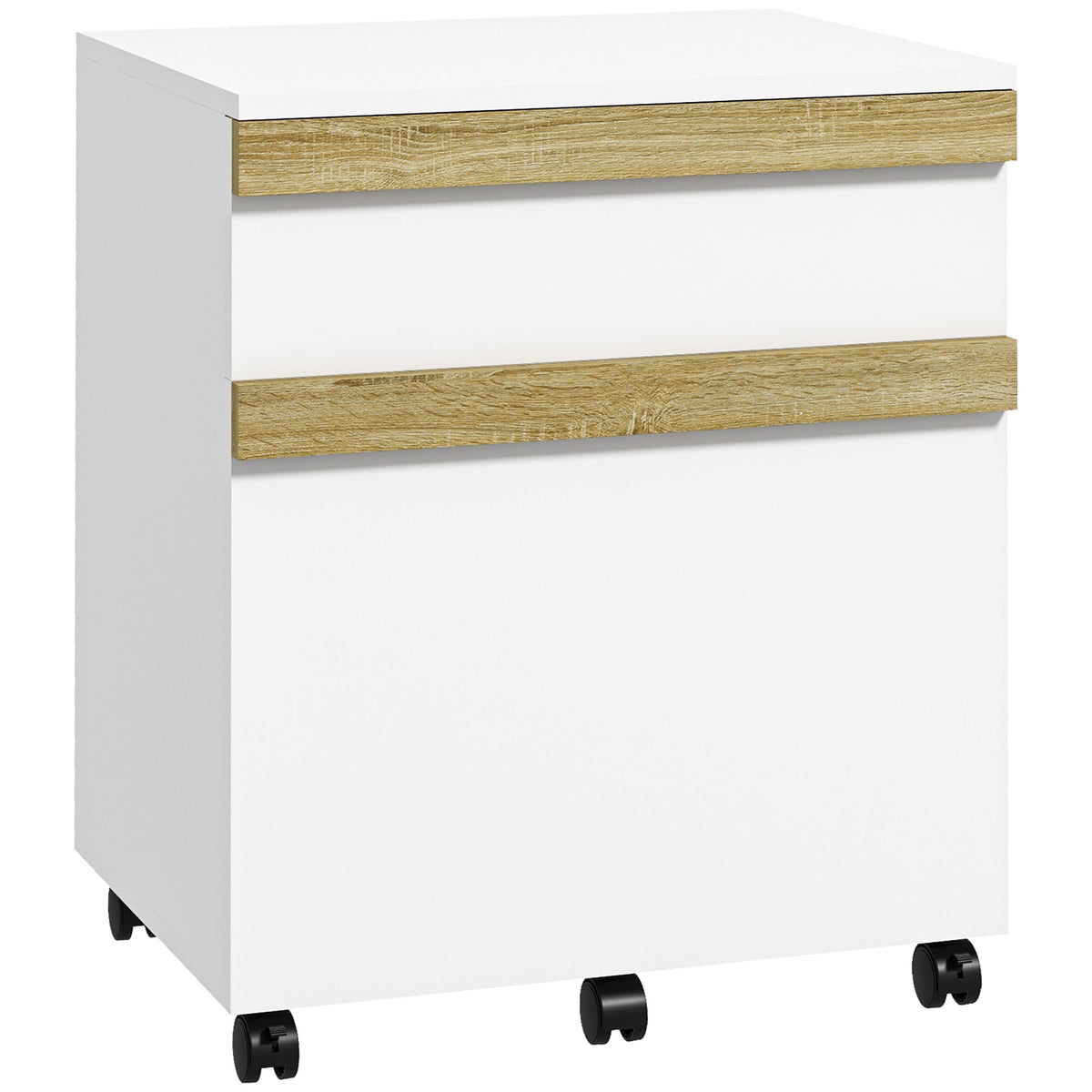 Caisson de bureau à roulettes avec 2 tiroirs coulissants trieur à dossiers 48 x 40 x 59,5 cm blanc-0