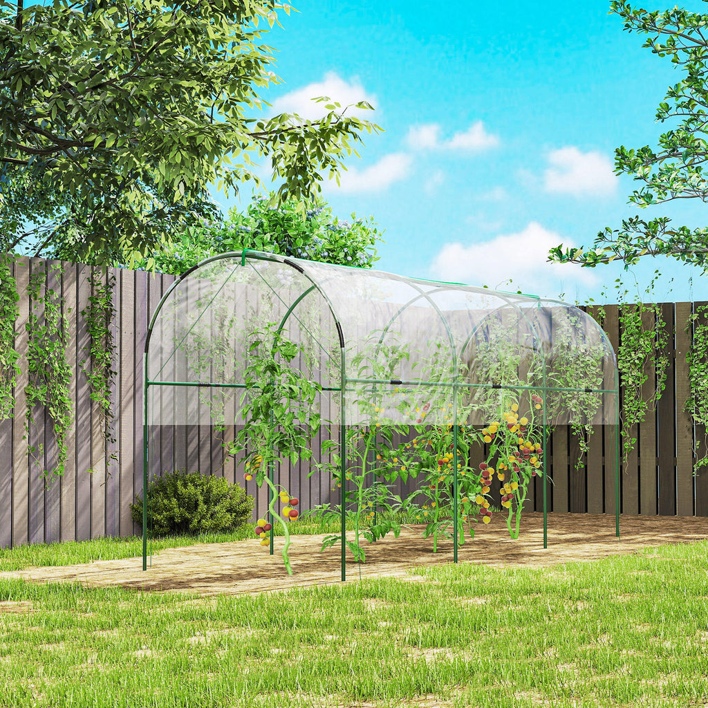 Serre de jardin serre à tomates 4 arceaux en acier bâche en PVC 4 x 1,2 x 1,7 m vert-1