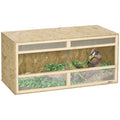 Terrarium en bois OSB pour reptiles avec porte coulissante en verre - 100 x 47 x 47 cm naturel-0