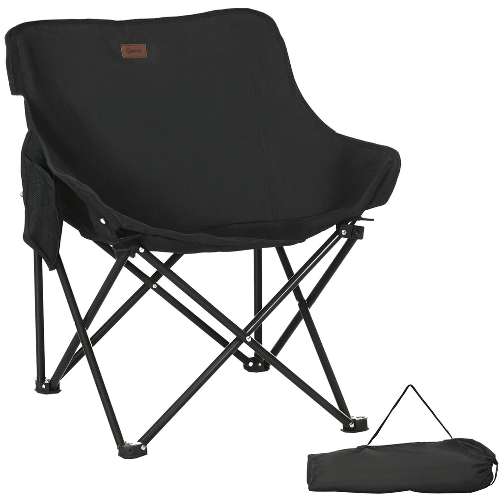 Chaise de camping pliable avec sac de transport et pochette latérale compact ultra légère noir-0