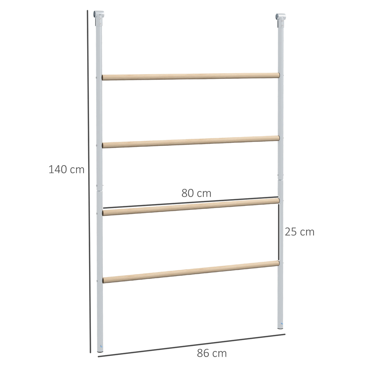 Grand perchoir échelle pour poules 4 niveaux avec barreaux en bois et structure métal 140 x 86 x 2,5 cm argent naturel-2