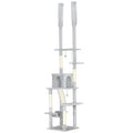 Arbre à chat du sol au plafond griffoir pour chat hauteur réglable 225-255 cm 6 niveaux avec niche hamac gris clair-0